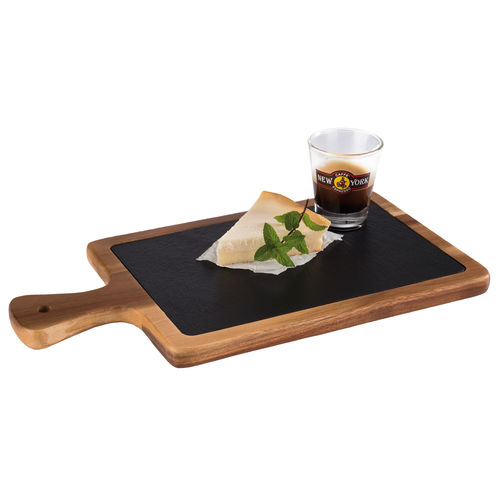 Acacia Wood Serving Board with Slate Tray Insert