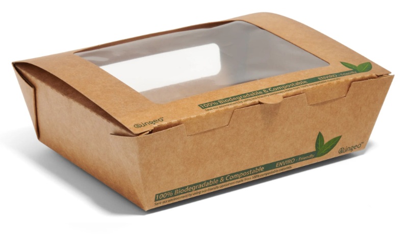 1200ml PLA Tuck Top Kraft Window Salad Boxes