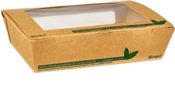 900ml PLA Tuck Top Kraft Window Salad Boxes