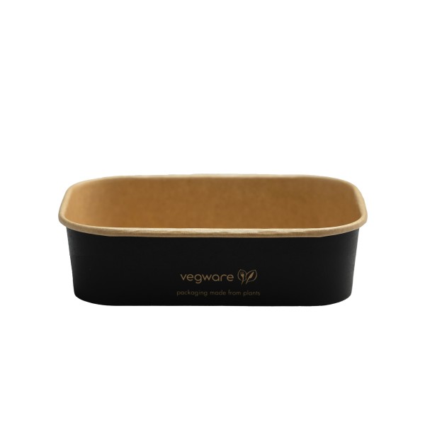16oz rectangular black paper food container
