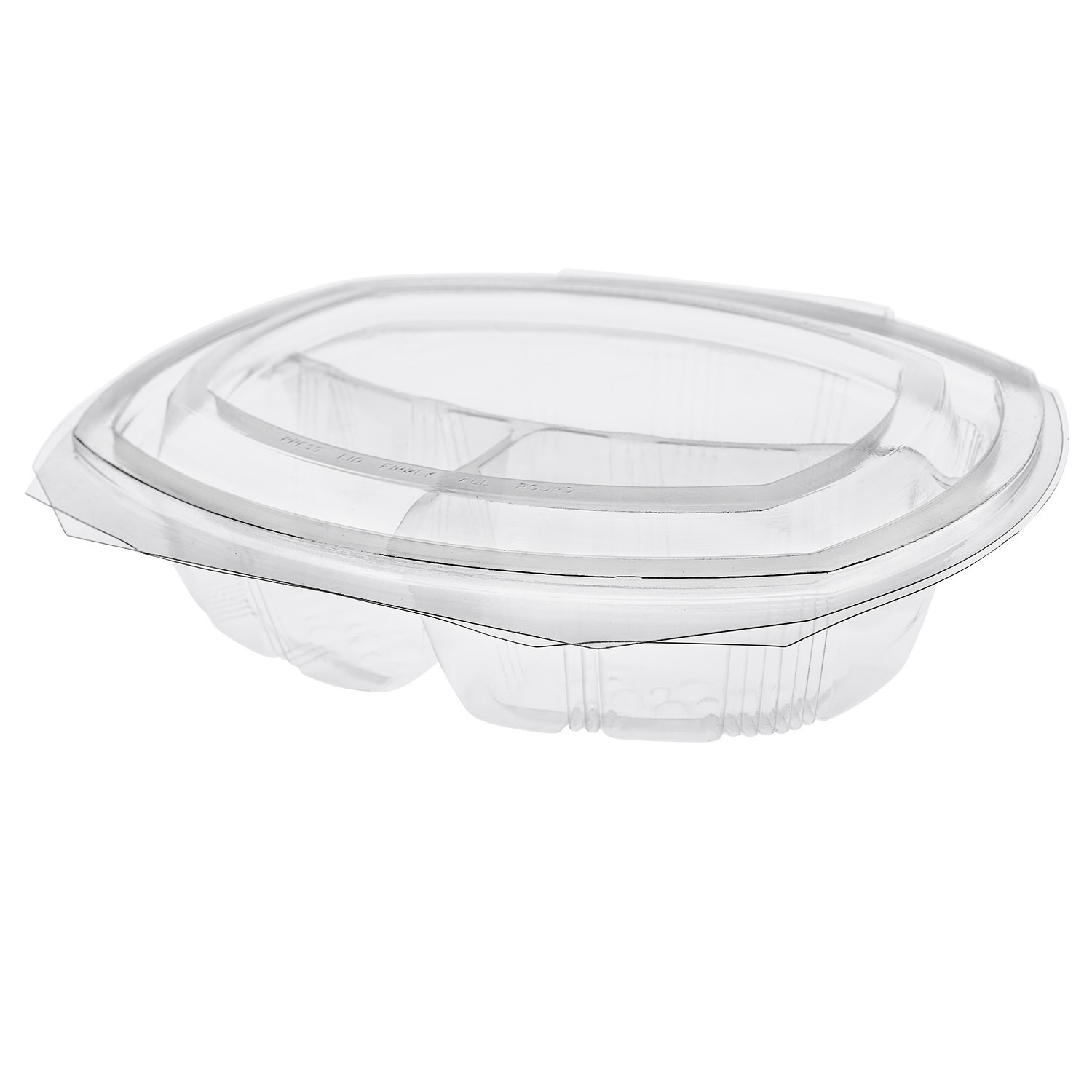 Salad Container Hinged 3 Compartment 325x175x1