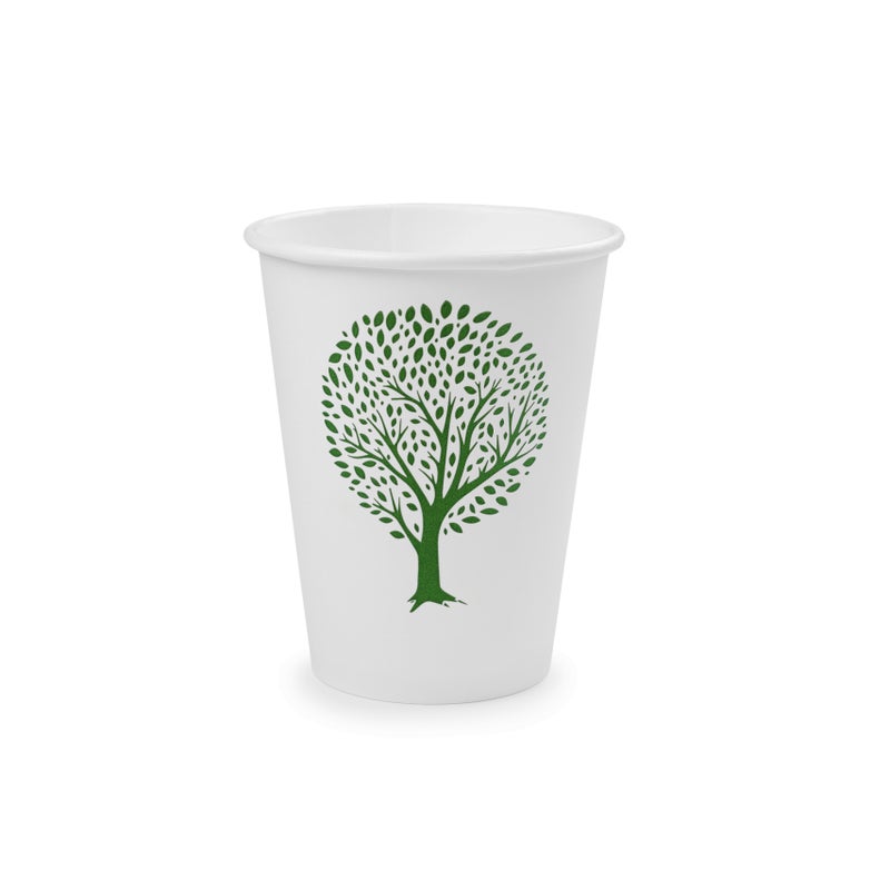 12oz White Hot Cup 79-Series Green Tree