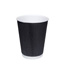Sustainable 12oz Black Ripple Wall Coffee Cup