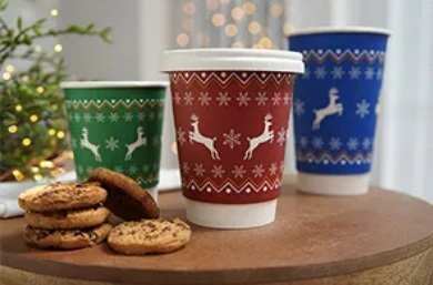 12oz Red Festive Double Wall Hot Cup