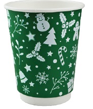 12oz Green Christmas Double Wall Cups