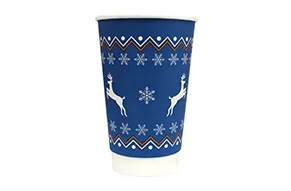 16oz Blue Festive Double Wall Hot Cup