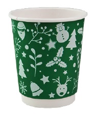8oz Green Christmas Double Wall Cups