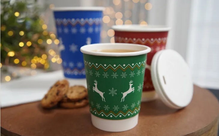8oz Green Festive Double Wall Hot Cup