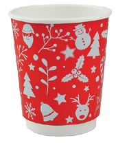 8oz Red Christmas Double Wall Cups