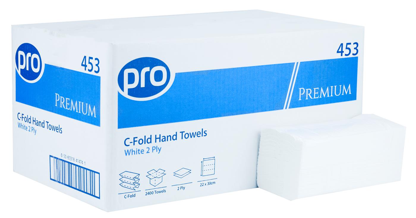 Pro C Fold 2 Ply White Handtowel 22 x 30cm