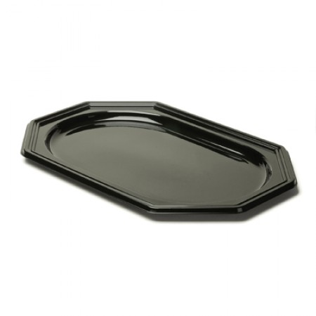 Octagonal Black Platter 35.5 x 25cm