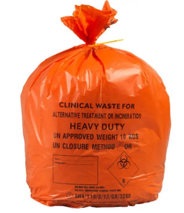 Sack Orange Clinical Waste 10kg 15x28X39