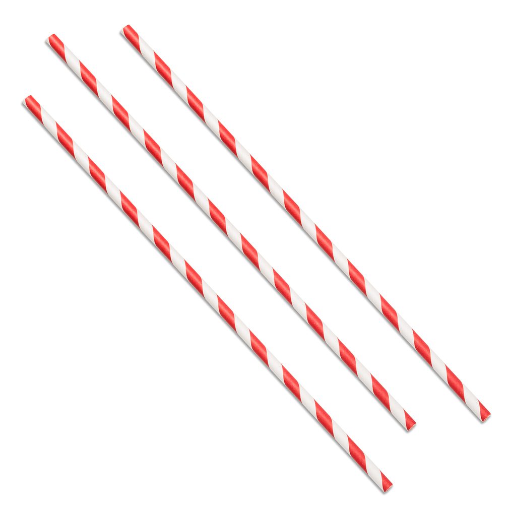 Bottle Straw Striped Paper (Red & White) 10.5