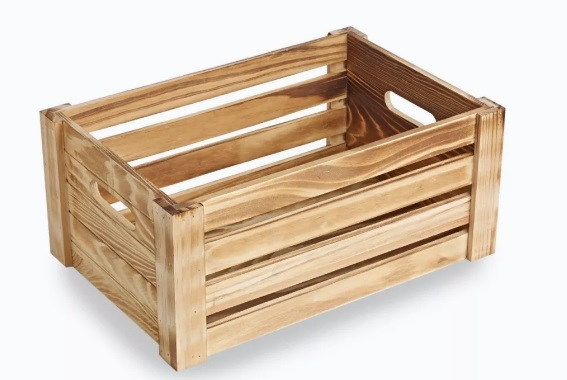 Large Wooden Crate - Burnt Finish